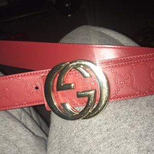 Red and Gold Gucci belt